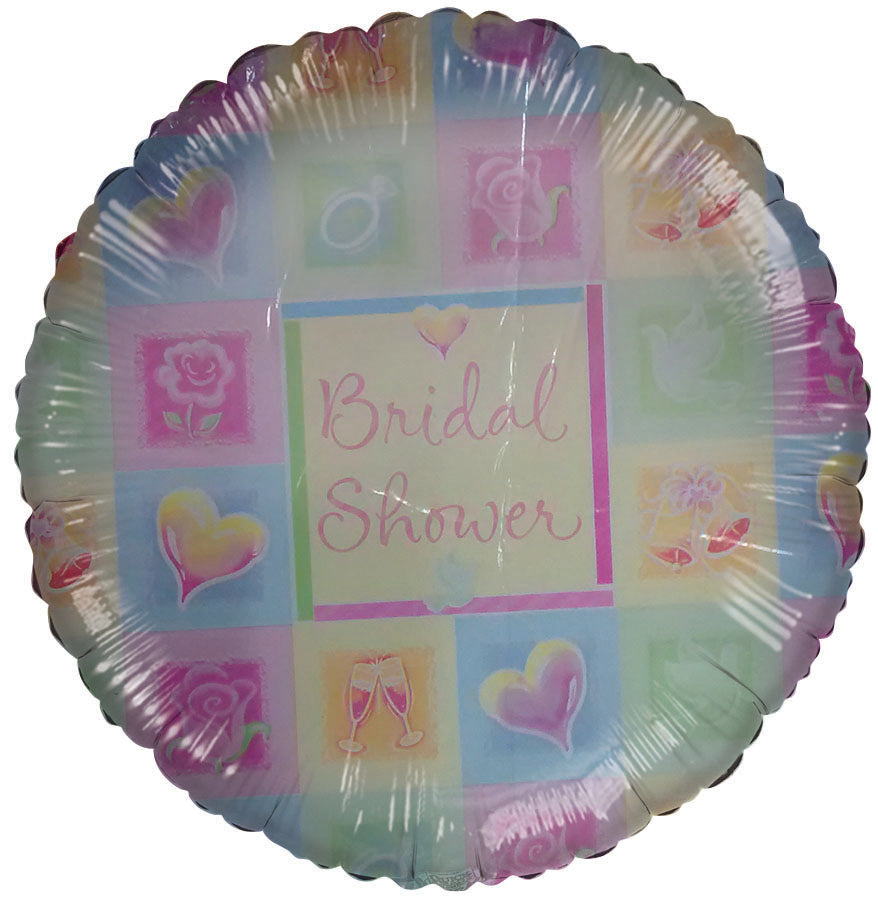 18" Bridal Shower colorful Pastel Squares slightly damaged Balloon