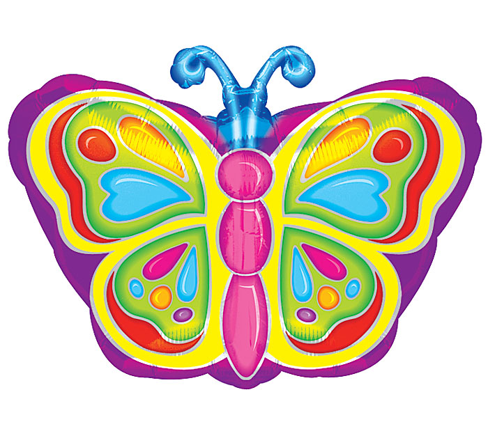 18" Rainbow Colorful Butterfly Balloon