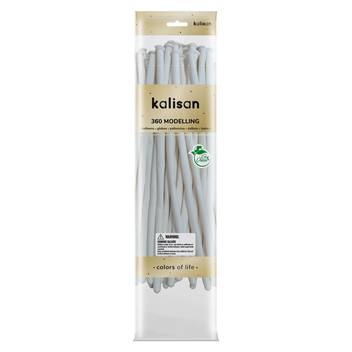 360K Nozzle Up Kalisan Twisting Latex Balloons Standard White (50 Per