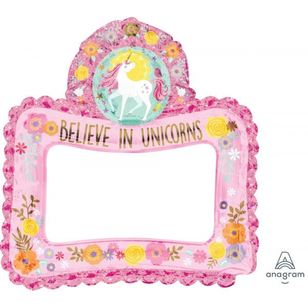 27" Selfie Frame Magical Unicorn Foil Balloon