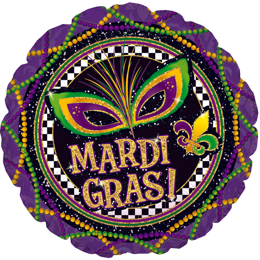 17" Mardi Gras Glitter Foil Balloon