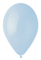 A single 12″ Gemar Latex Balloon in standard marshmallow powder blue, with a knotted end, floats against a plain white background. Made by Gemar, this biodegradable balloon is an eco-friendly choice for any celebration.