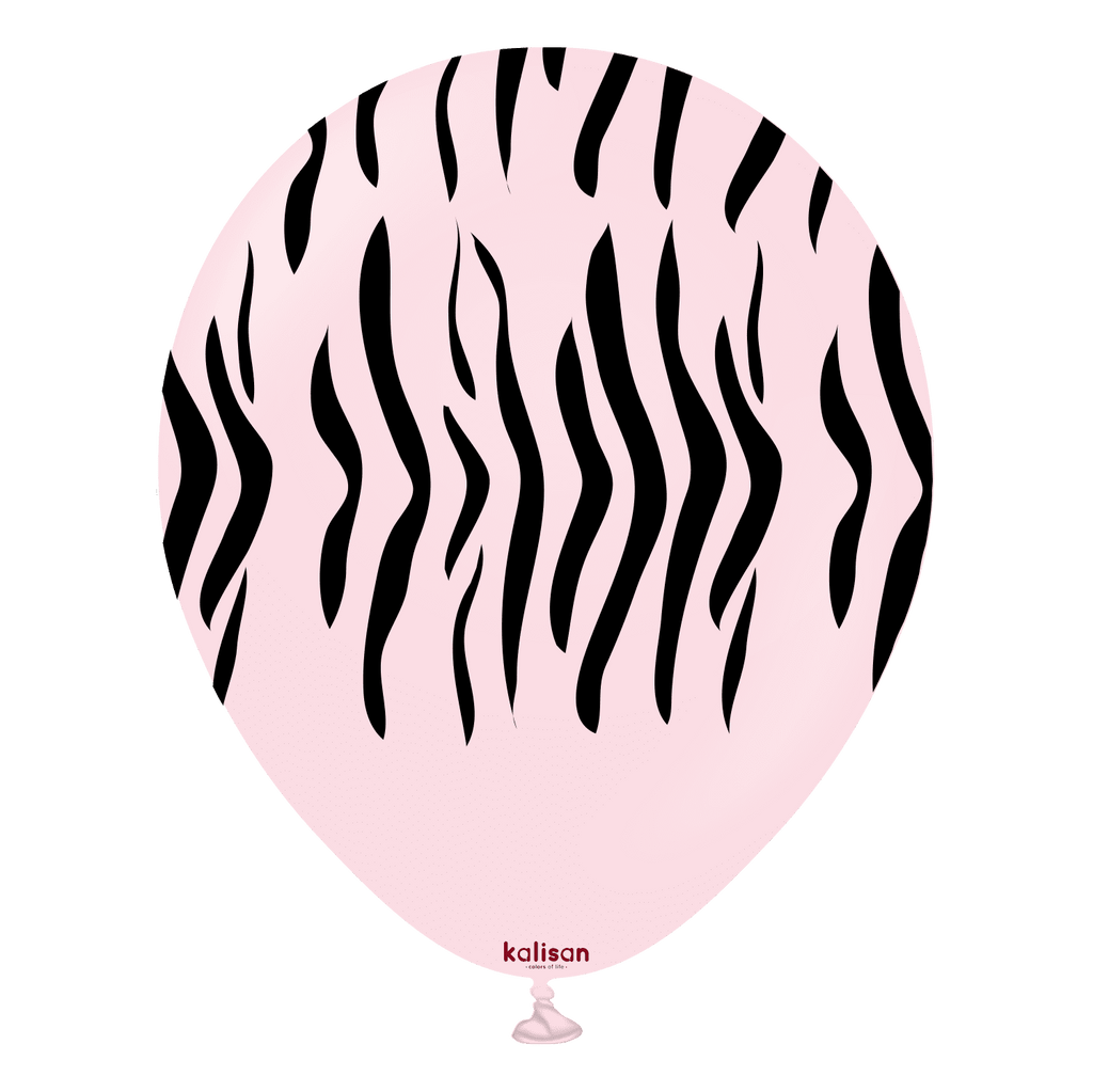Flat Not Inflated 12" Safari Tiger Light Pink Printed Kalisan Latex Balloons (25 Per Bag) Made By Kalisan In Turkey for Bargain Balloons