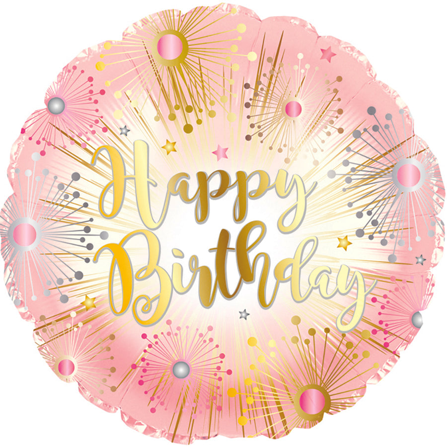 9" Airfill Only Happy Birthday Rose Gold Balloon