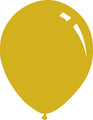Une illustration simple d'un ballon en latex « Deco Deep Yellow » de 18 pouces de la marque Decomex, présentant une petite extrémité nouée en bas et deux reflets blancs dans la partie supérieure droite.