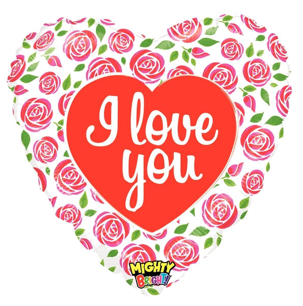 21" Mighty Bright Heart Balloon Mighty Love Roses