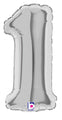 7" Airfill Only (requires heat sealing) Megaloon Jr. Number Balloon 1 Silver