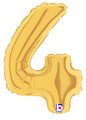 7" Airfill Only (requires heat sealing) Megaloon Jr. Number Balloon 4 Gold