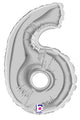 7" Airfill Only (requires heat sealing) Megaloon Jr. Number Balloon 6 Silver