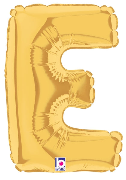 7" Airfill Only (requires heat sealing) Megaloon Jr. Letter Balloons E Gold