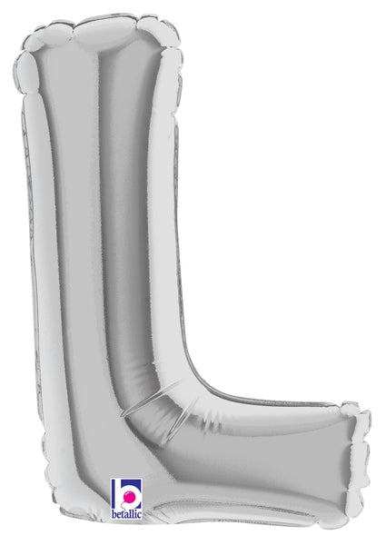 7" Airfill Only (requires heat sealing) Megaloon Jr. Letter Balloons L Silver