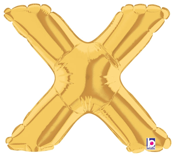 7" Airfill Only (requires heat sealing) Megaloon Jr. Letter Balloons X Gold