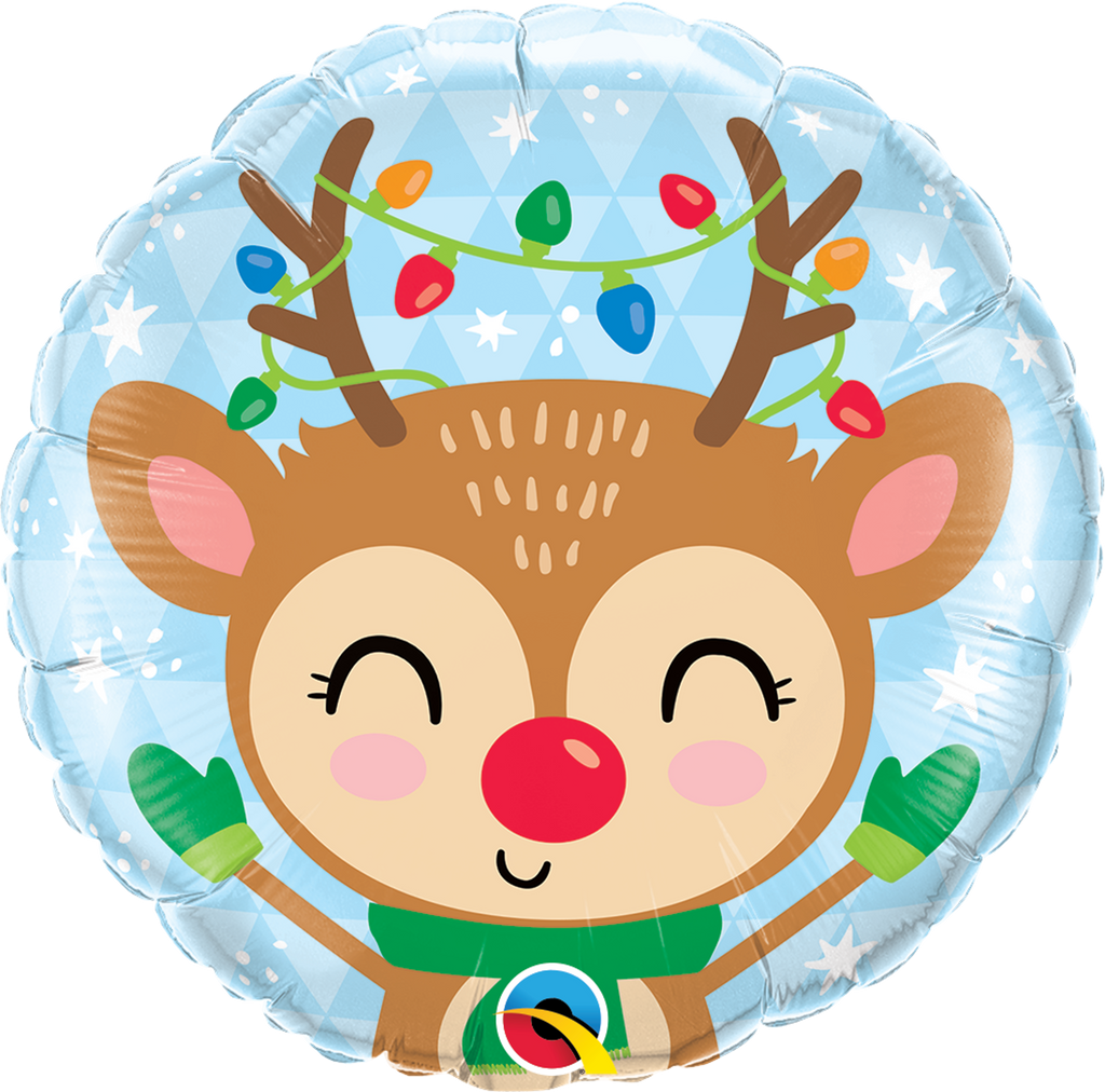 18" Reindeer & Colored Lights Foil Balloon