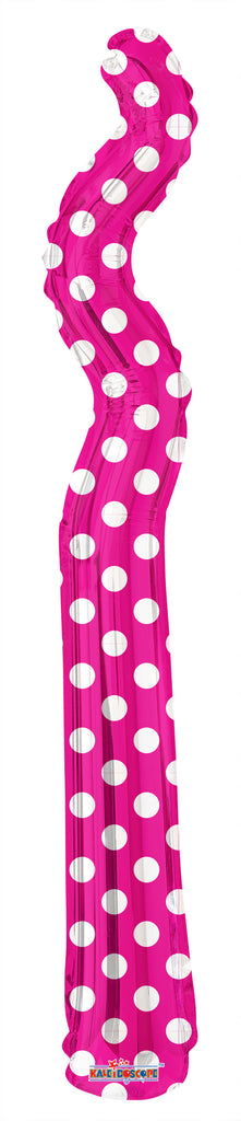 14" Airfill Only Kurly Zig Zag Hot Pink Dots Balloon