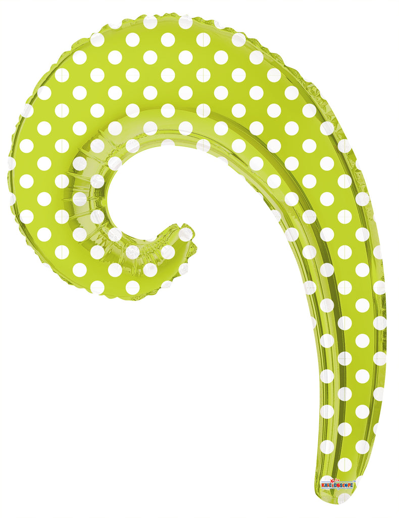 14" Airfill Only Kurly Wave Kiwi Dots Balloon
