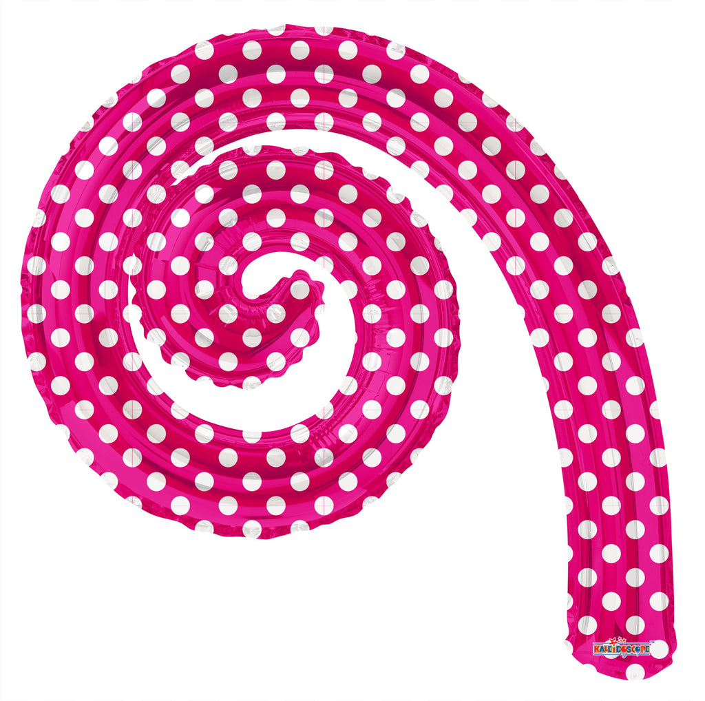 14" Airfill Only Kurly Spiral Hot Pink Dots Balloon