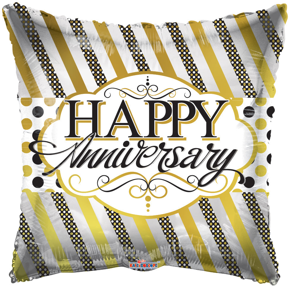 18" Anniversary Lines & Dots Balloon