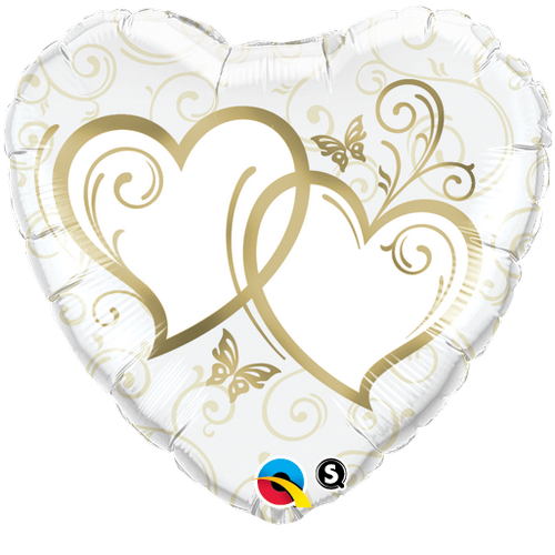 18 Inches Heart Entwined Hearts Gold Balloon Made by Qualatex