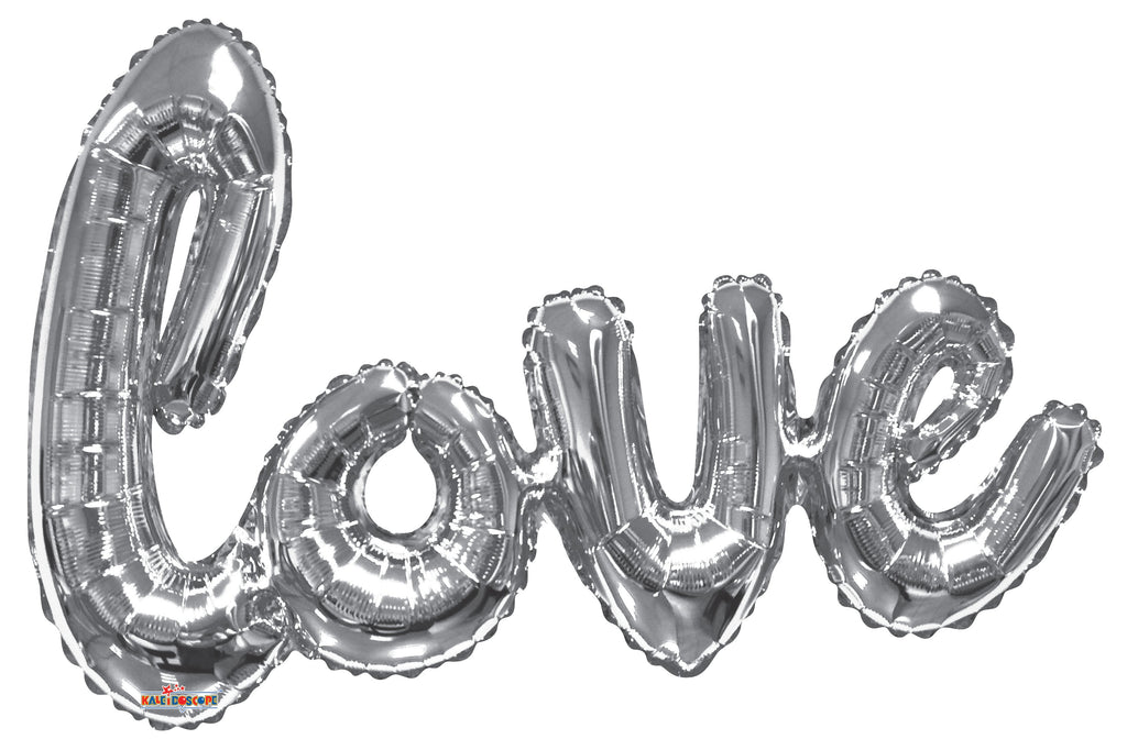 36" Silver Love Script Shape Balloon (Airfill Only)