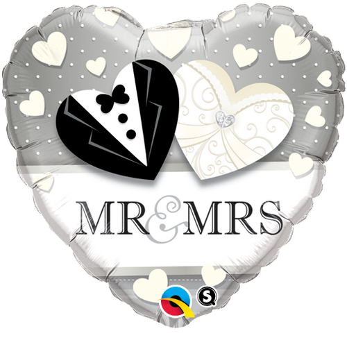 18 Inches Heart Mr. And Mrs. Wedding Balloon Made by Qualatex