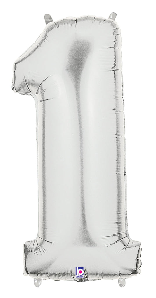 40" Megaloon Large Number Balloon 1 Silver