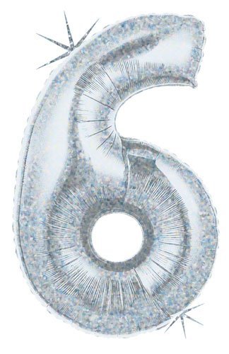 40" Holographic Number 6 Megaloon Balloon