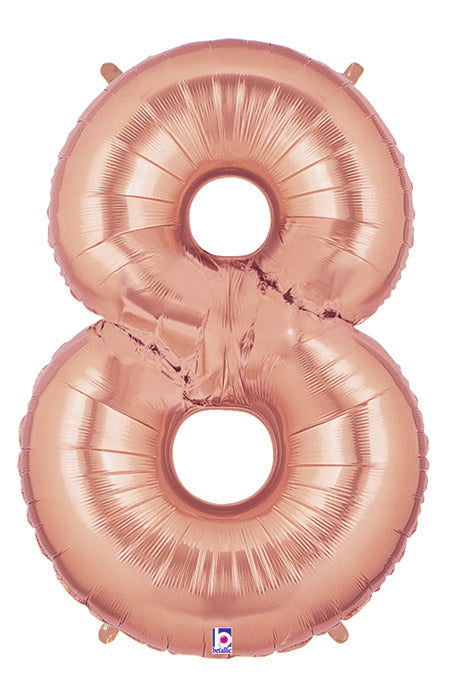 40" Foil Shape Megaloon Balloon Number 8 Rose Gold