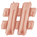 40" Foil Shape Megaloon Balloon Hashtag Rose Gold