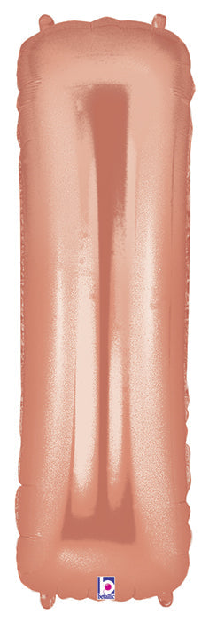 40" Foil Shape Megaloon Balloon Letter I Rose Gold