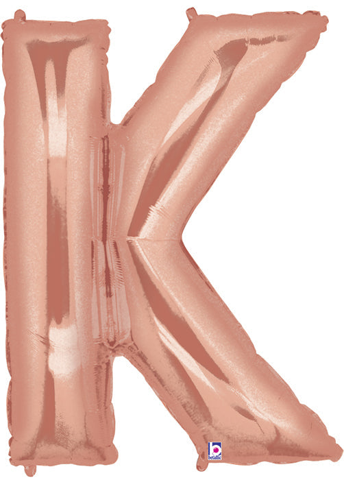 40" Foil Shape Megaloon Balloon Letter K Rose Gold