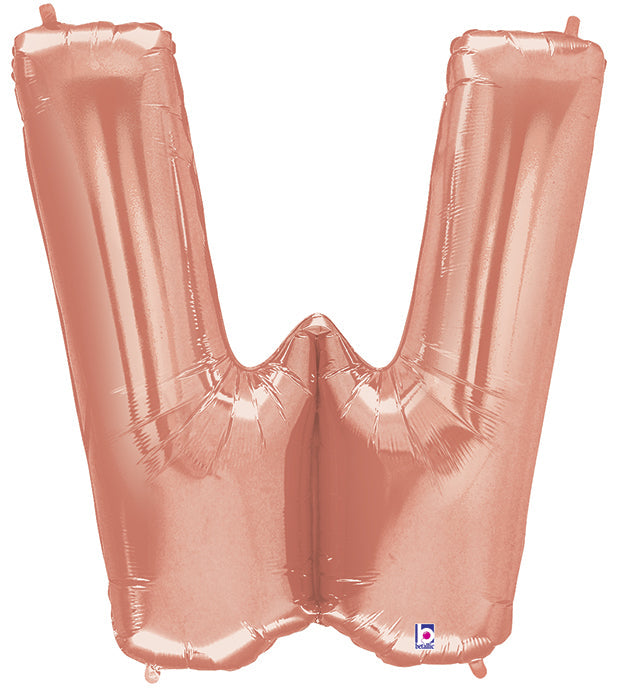 40" Foil Shape Megaloon Balloon Letter W Rose Gold