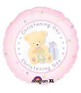 18" Christening Day Bear Pink Balloon