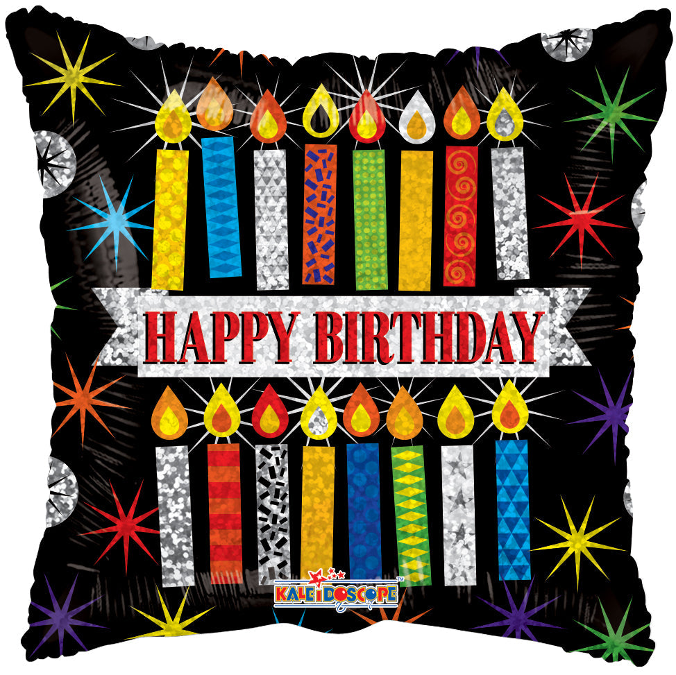 18" Birthday Patterned Candles Holographic Foil Balloon