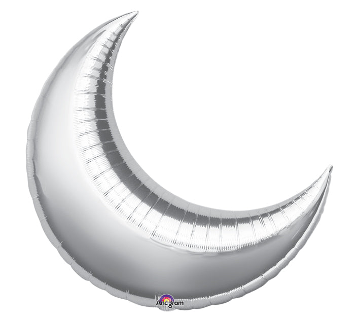 35" Silver Crescent Moon Balloon