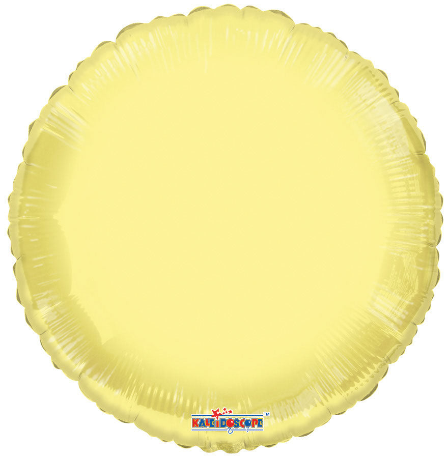 18" Solid Yellow Macaron Round Gellibean Foil Balloon