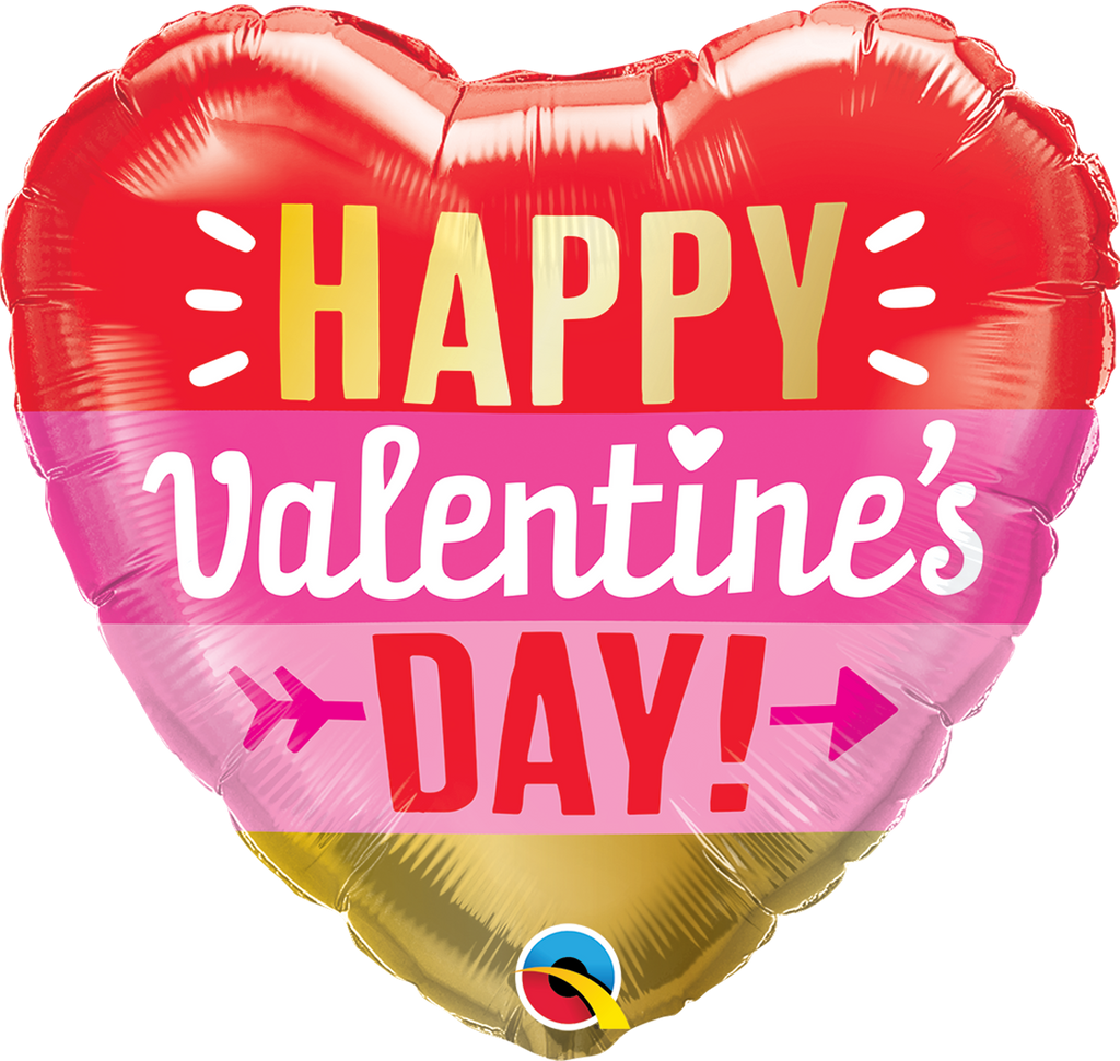 18" Heart Valentine's Day Arrow Stripes Foil Balloon