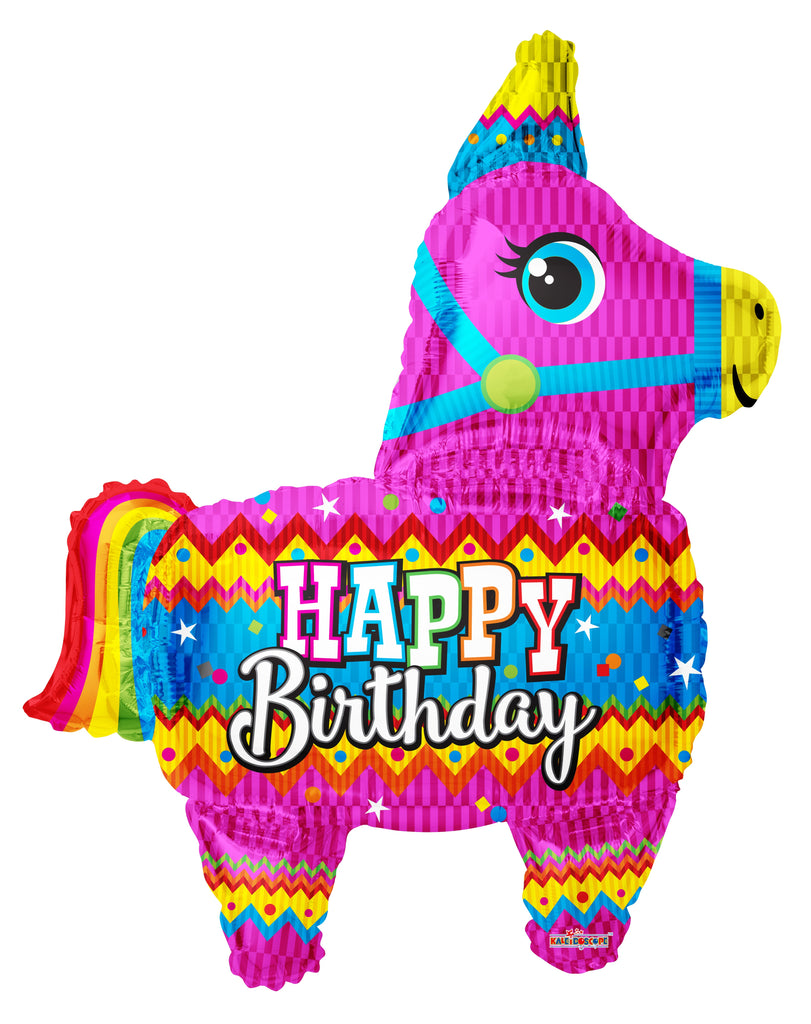 36" Happy Birthday Donkey Pinata Foil Balloon
