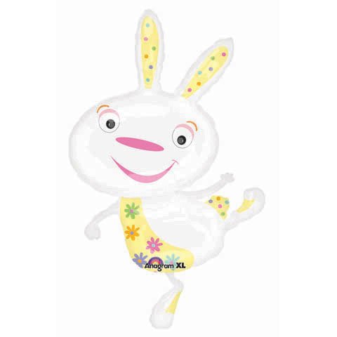 40" Happy White Bunny Rabbit Balloon
