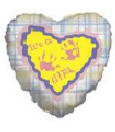 4" Airfill Only It's A Girl Hand Prints Balloon