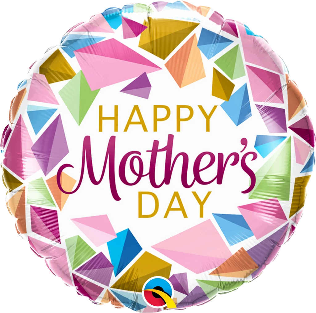 18" Round Mother's Day Colorful Gems Foil Balloon