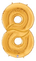 64" Foil Shaped Gigaloon Balloon Packaged Number 8 Gold