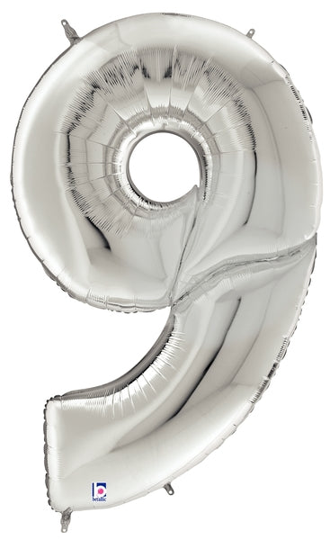Number #9 Silver 16 Foil Balloons 50ct (Air Filled Only) - - - Balloon Store in Carteret, NJ