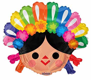 Manufactured by Convergram in Mexico measuring 18 Inches with message Muneca Mexicana. Balloon is shown uninflated.