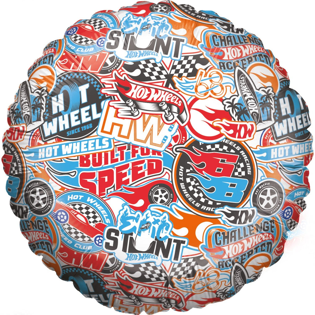  Foil Balloon Manufactured by Party Factory. The size is 18 Inches with printed design of Hot Wheels Logos