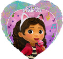 18 Inch Uninflated Balloon Made of Foil Mylar with Image of Gabby's Dollhouse Design Heart Shape Music Manufactured By BalloonFactory