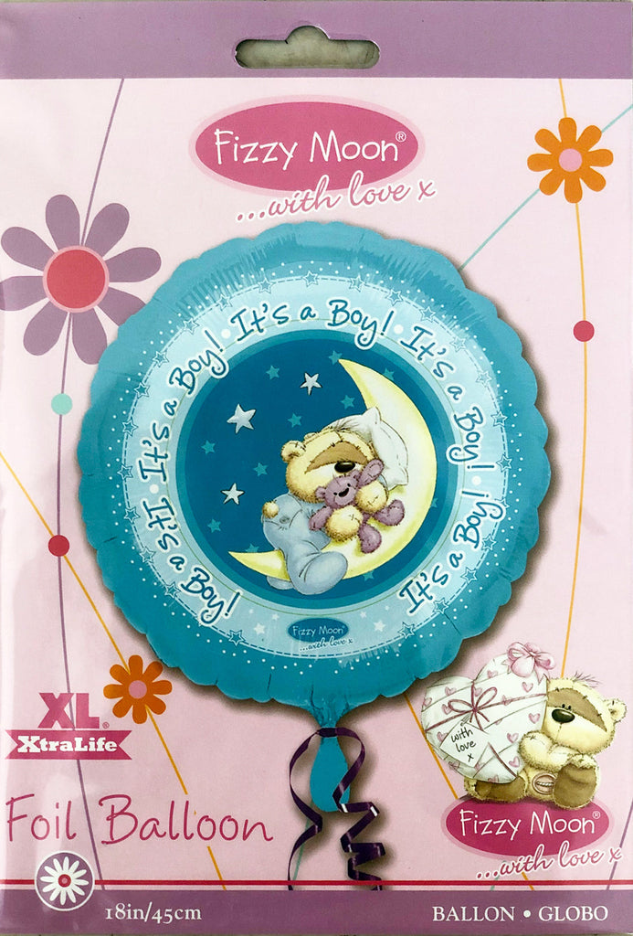 18" Fuzzy Moon It's A Boy Baby Balloon