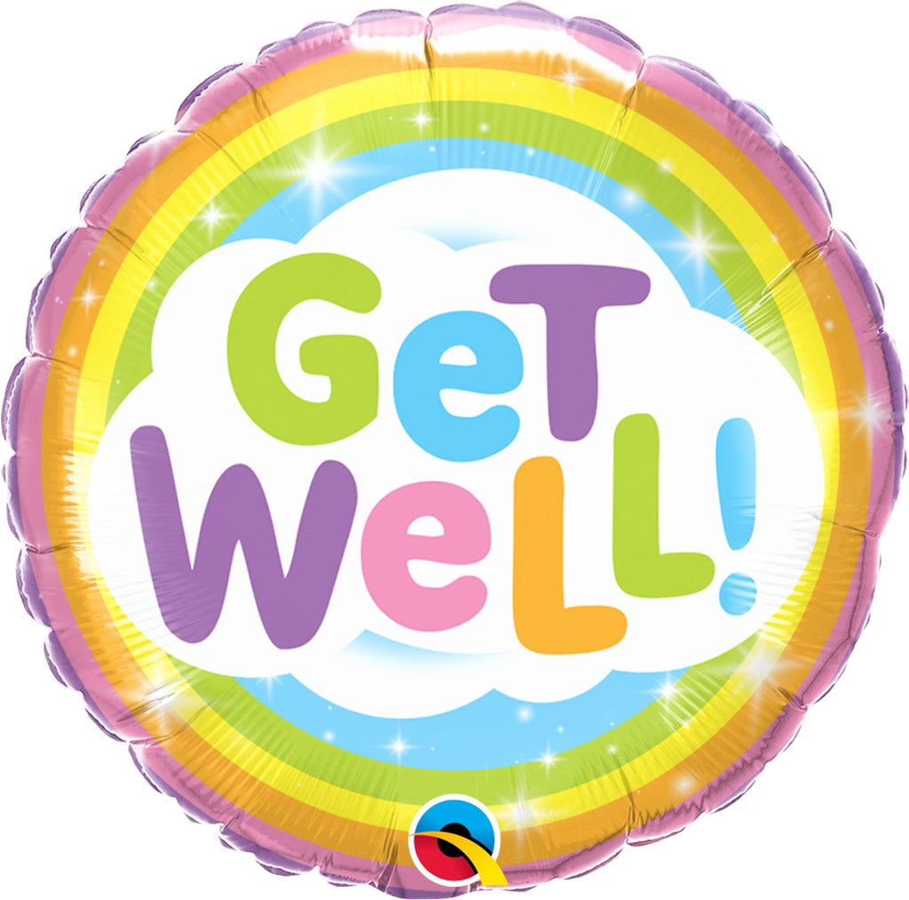 18" Round Get Well Rainbow Foil Balloon