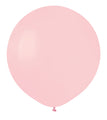 A 19″ Gemar latex balloon in Standard Marshmallow Powder Pink, from a bag of 25, elegantly floats against a plain white background.