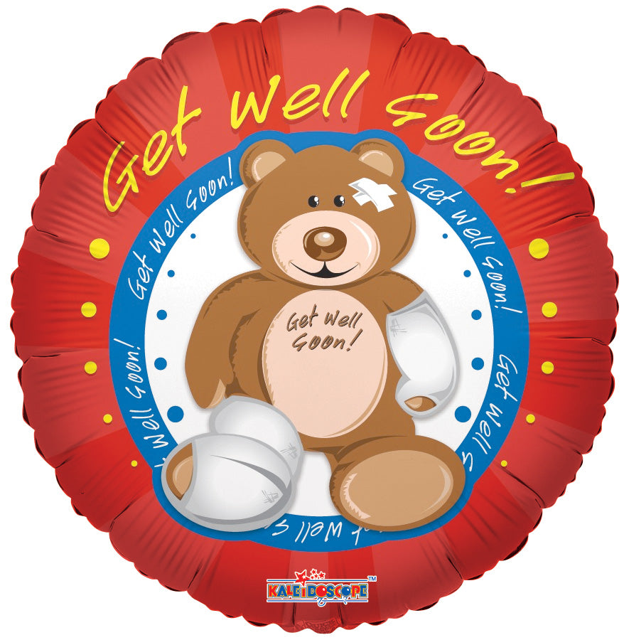 9" Airfill Only Get Well Bear Balloon