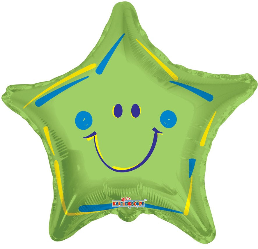 18" Smiley Face Star Shaped Mylar Balloon